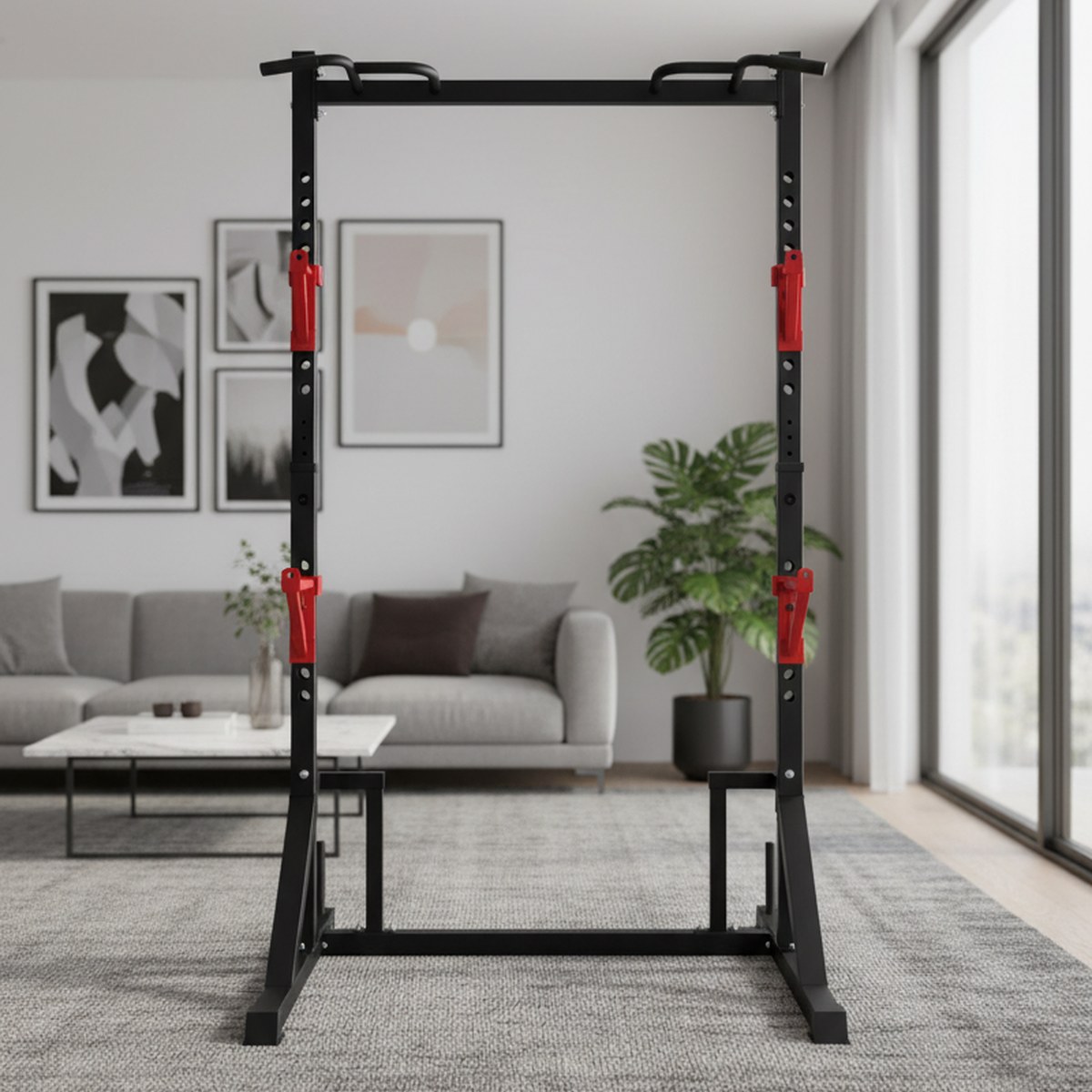 رف قوة قابل للتعديل مع قضيب سح - مراجعة Heavy Equipment Gym وسعره