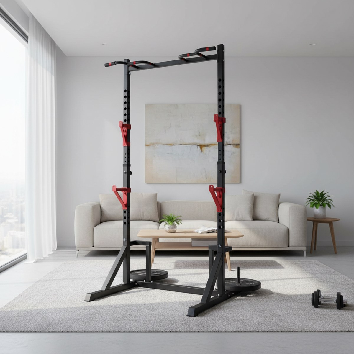 رف قوة قابل للتعديل مع قضيب سح - مراجعة Heavy Equipment Gym وسعره