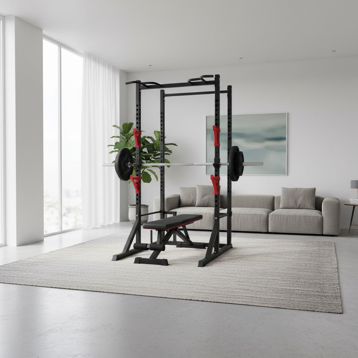رف قوة قابل للتعديل مع قضيب سح - مراجعة Heavy Equipment Gym وسعره